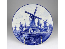 Régi jelzett Holland DELFT porcelán dísztányér falitányér 21 cm