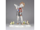 Metzler - Ortloff hegedülő porcelán kisfiú 17.5 cm