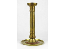 Antik sárga és vörös réz biedermeier gyertyatartó 18.5 cm