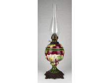 Antik bécsi Gebruder Brünner szecessziós majolika petróleumlámpa 49.5 cm 