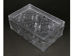 Csiszolt kristály cigaretta kínáló fedeles doboz 6 x 11 x 17 cm
