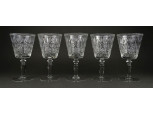 Antik kristály talpas pezsgős pohár 5 darab 14.5 cm
