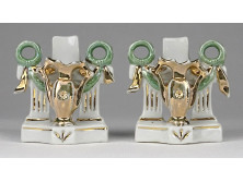 Antik aranyozott kisméretű porcelán vitrindísz ibolyaváza pár 5.5 cm