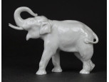Régi kisméretű fehér bécsi Augarten porcelán elefánt figura 11.5 cm