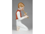 Herendi térdelő furulyázó fiú legény porcelán figura 16.5 cm