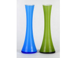 Fújt színezett mid century művészi üveg váza pár 20 cm