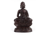Nagyméretű faragott egzotikus fa Buddha szobor 26.5 cm