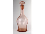 Régi fújt rózsaszín art deco dugós üveg 30 cm ~ 1930 körül