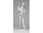 Babázó kislány Hollóházi porcelán figura 17 cm