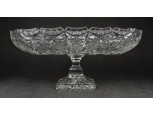 Nagyméretű impozáns lábon álló csiszolt kristály asztalközép kínáló tál 12 x 19.5 x 29 cm