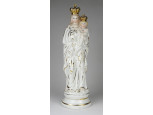Antik nagyméretű Mária gyermekével porcelán szobor 32 cm