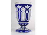 Antik talpas Biedermeier überfangos üveg pohár üveg kupa 13.5 cm