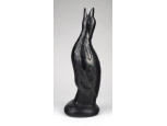 Jelzett korondi fekete kerámia madár figura 26 cm
