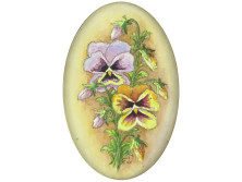 Árvácskák akvarell kisméretű réz keretben 15 x 10 cm