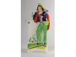Porcelán férfi szobor angol feliratos emléktáblával 19 cm