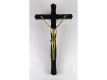 Nagyméretű fa kereszt feszület bronz Jézussal 41 cm