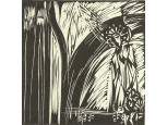 Keretezett jelzett fametszet 21 x 16 cm