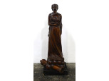 Antik hatalmas faragott nő szobor ágyúval 98.5 cm
