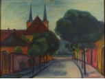 Belánszky Ferenc : Váci utcarészlet templommal