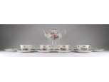 Régi virágmintás Meisseni porcelán teáskészlet 