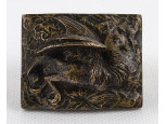 Jelzett XIX. századi bronz miniatúra 2.5 x 3.7 x 4.7 cm