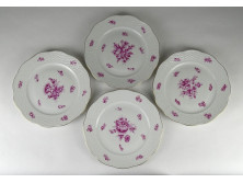 Zöld Eton mintás Herendi porcelán süteményes tányér 4 darab