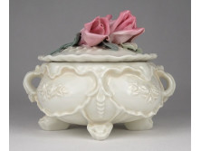 Régi rózsás barokk ENS porcelán bonbonier