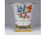 Régi tulipán mintás oroszlánlábas Herendi porcelán kaspó