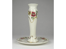 Pillangós vajszínű Zsolnay porcelán gyertyatartó 14 cm