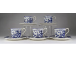 Szélmalmos japán porcelán teáskészlet vagy kávéskészlet