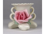 Régi kisméretű ENS porcelán gyertyatartó rózsa díszítéssel