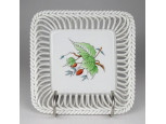 Hecsedlis Herendi porcelán fonott kínáló 15 x 15 cm