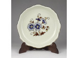 Búzavirág mintás vajszínű Zsolnay porcelán hamutál