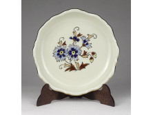 Búzavirág mintás vajszínű Zsolnay porcelán hamutál