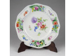 Régi kézi festésű áttört porcelán tányér dísztányér 13.3 cm