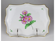 Régi virágos Herendi porcelán kínáló tálca