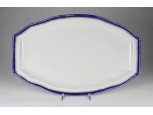 Antik nagyméretű kék és arany szegélyes porcelán húsos tál pecsenyetál 41 cm