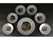Régi Karlsbad Knoll porcelán süteményeskészlet