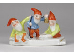 Régi kisméretű B&B porcelán törpék talapzaton 8 cm