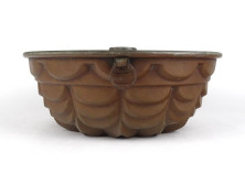 Antik nagyméretű ónozott vörösréz sütemény készítő forma kuglóf sütő forma 11 x 26 cm