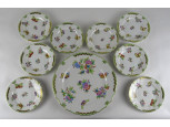 Viktória mintás hibátlan Herendi porcelán süteményes készlet VBO