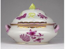 Lila Viktória mintás Herendi porcelán asztali szószos