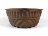 Antik nagyméretű ónozott vörösréz sütemény készítő forma kuglóf sütő forma 12 x 25.5 cm