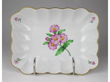 Régi virágos Herendi porcelán kínáló tálca