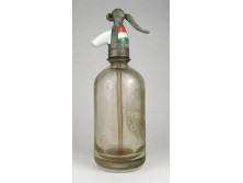 Antik trikoloros porcelánfejes szódásüveg PATAKI SZIKVÍZGYÁR ALGYŐ 1939