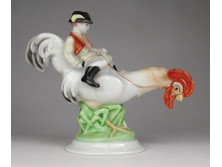 Régi Herendi Kakas Marci porcelán figura 17.2 cm