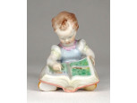 Mesekönyvet olvasó Herendi porcelán kislány figura