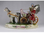 Jelzett német porcelán fiákeres kocsi fogat 24.5 cm