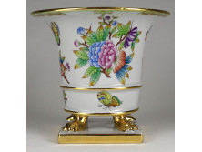 Régi Viktória mintás Herendi oroszlánlábas porcelán kaspó