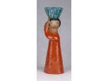 Jelzett iparművészeti figurális kerámia gyertyatartó 14.5 cm